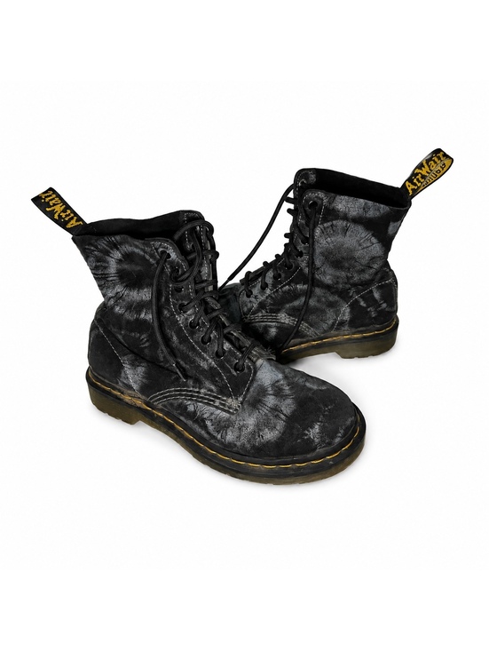 Dr. Martens Shoes - Dr. Martens 1460 Tie Dye Black Gray Leather Boots Size 8